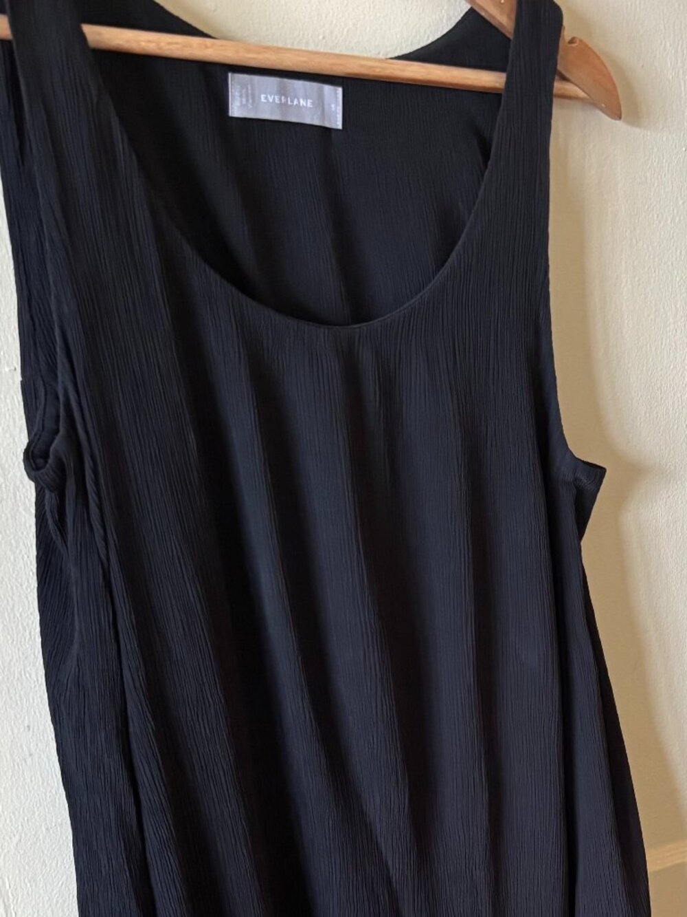 Everlane Black Naia Ripple Tank Midi Dress Size S EUC